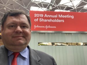 David Almasi at Johnson & Johnson's 2019 annual shareholder meeting