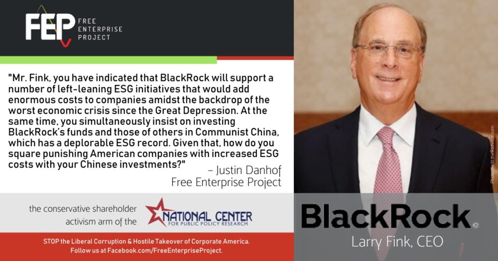 Question to BlackRock CEO Larry Fink