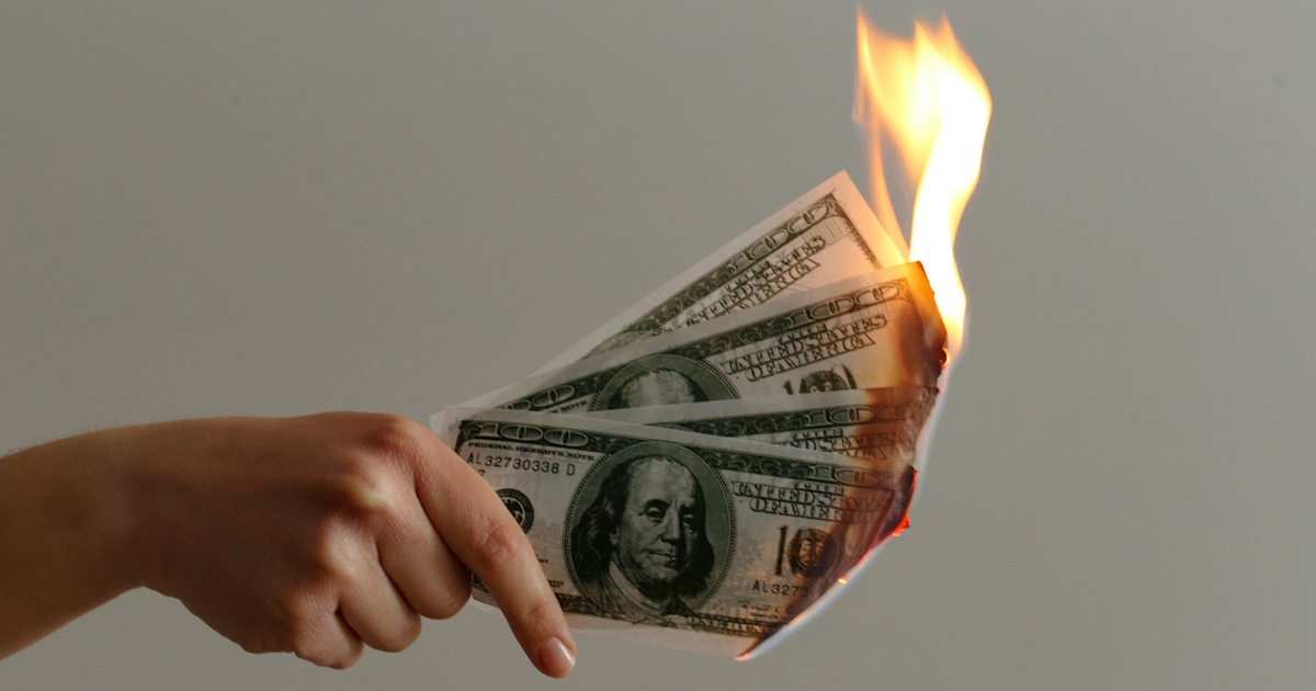 burning money fire