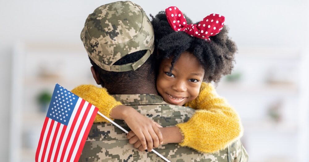 American soldier flag child