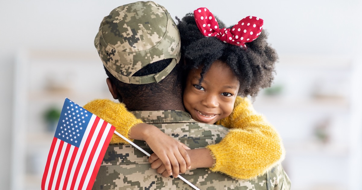 American soldier flag child