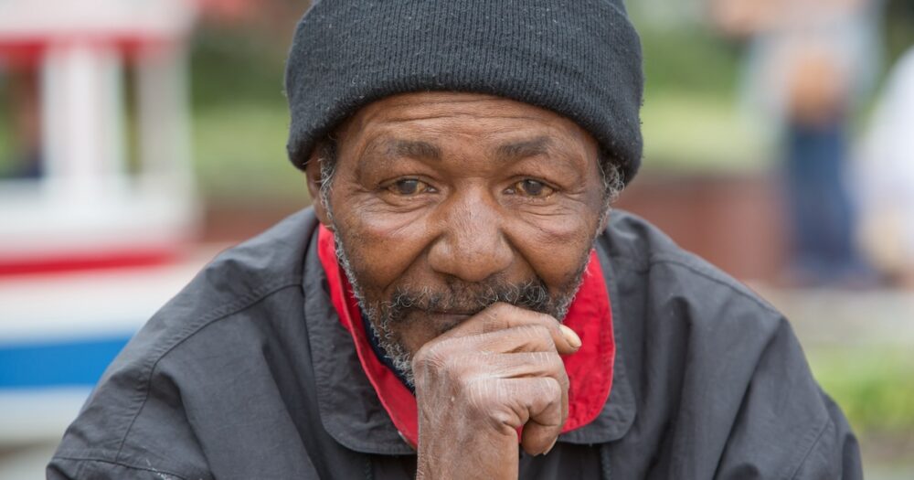 black homeless man poverty urban