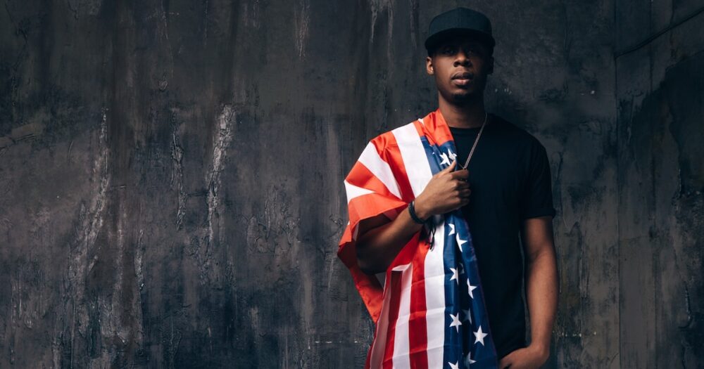 black man american flag