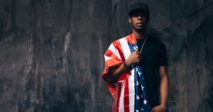 black man american flag